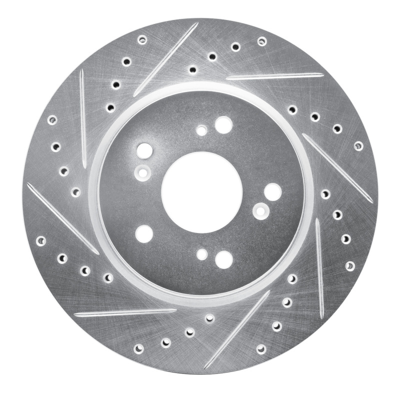 Acura RDX Brake Rotor (1) - Front Left - R1 Concepts - Drilled & Slotted - Silver - `07-`16